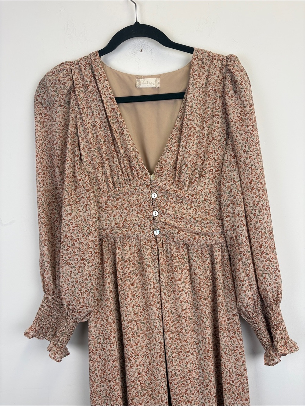 Altar’d State Floral Prairie Maxi Dress Cottagecore Boho Tiered Long Sleeve XS - Picture 2 of 10